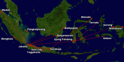 Sriwijaya Business Class Destination Map