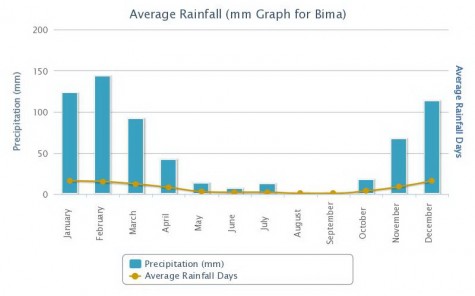 Average Rainfall in Bima